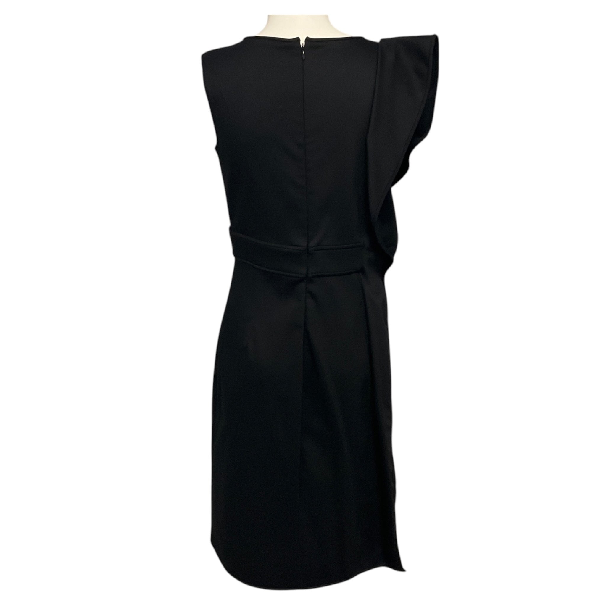Valentino Technocouture Black Ruffled Nylon Stretch Cocktail Dress