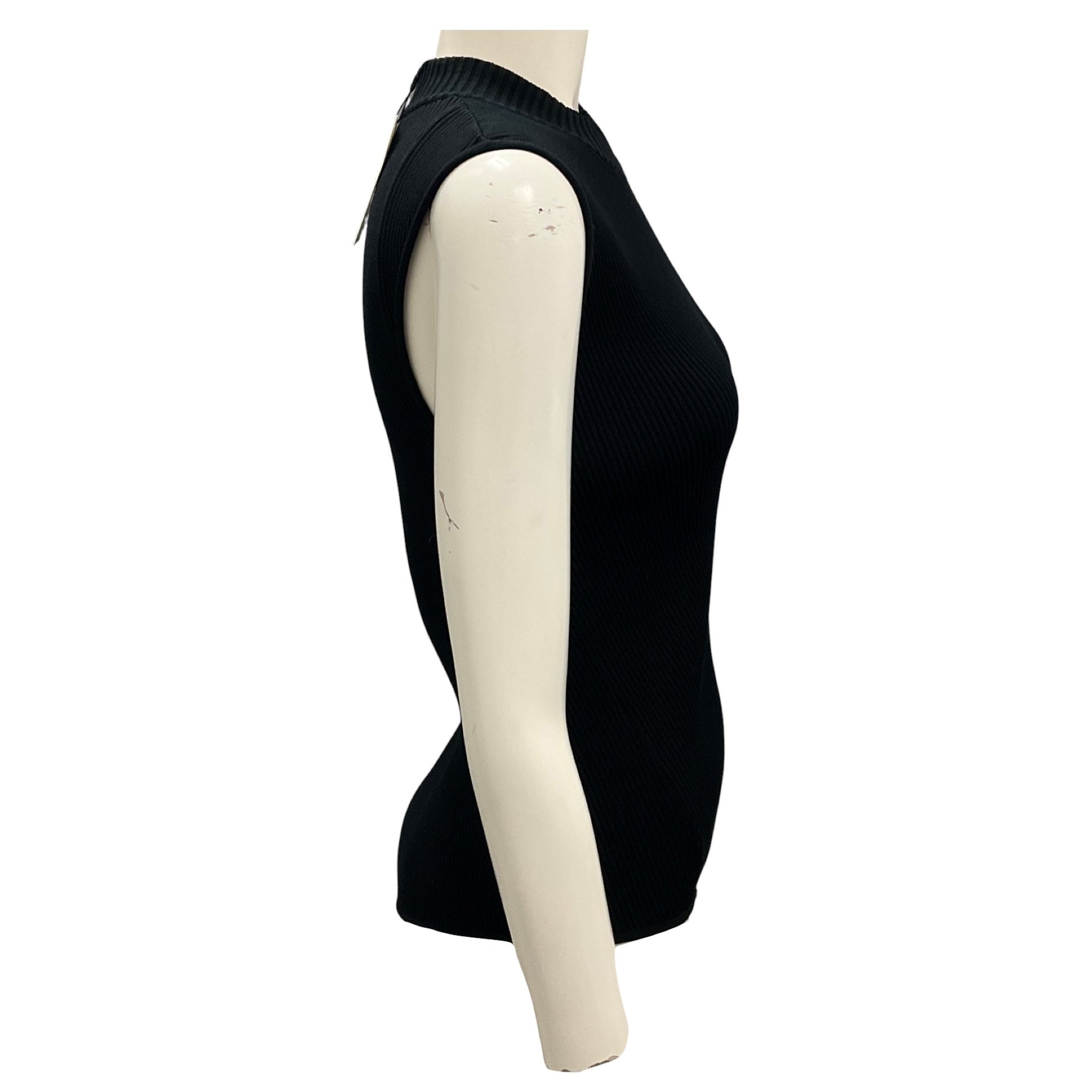 Toteme Black Tech Viscose Asymmetric Knit Top