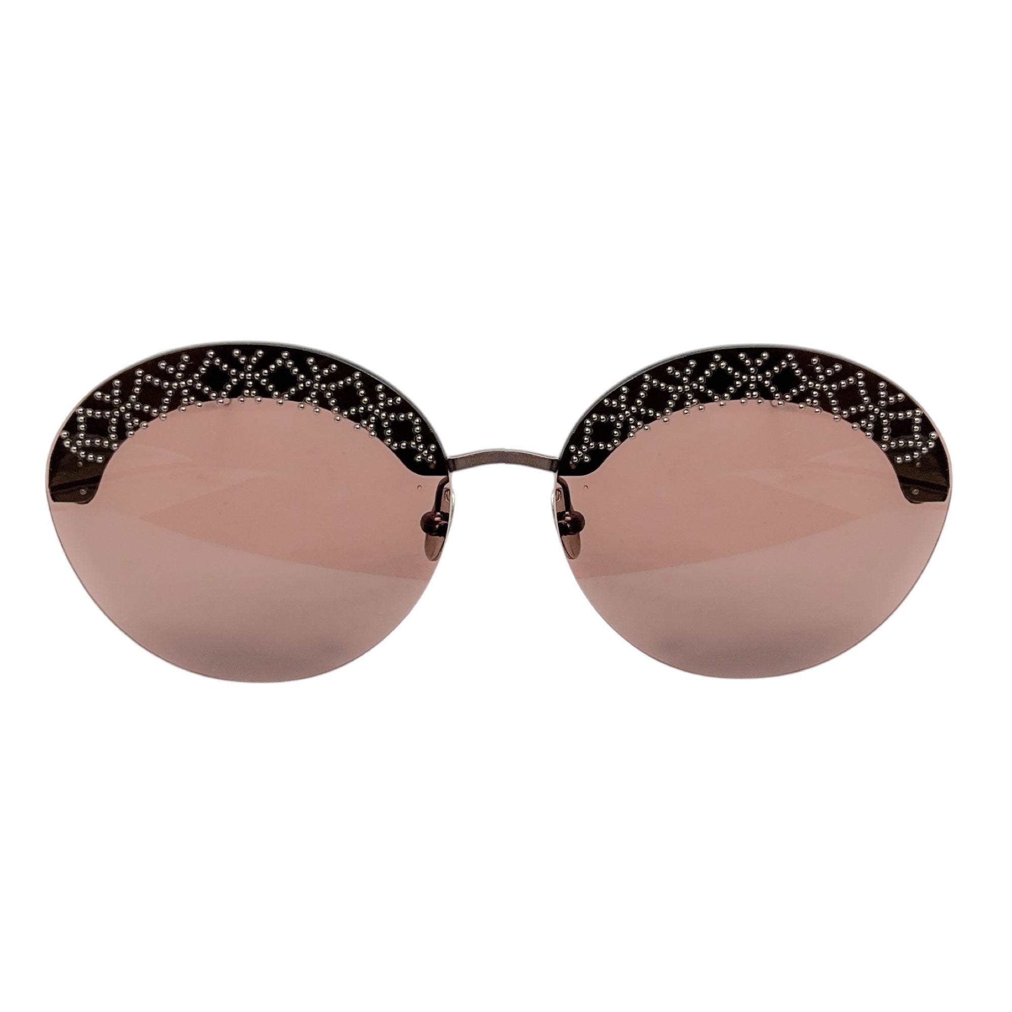 Alaia Brown / Ruthenium Rimless Round Sunglasses