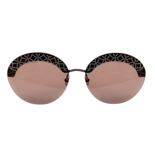 Alaia Brown / Ruthenium Rimless Round Sunglasses