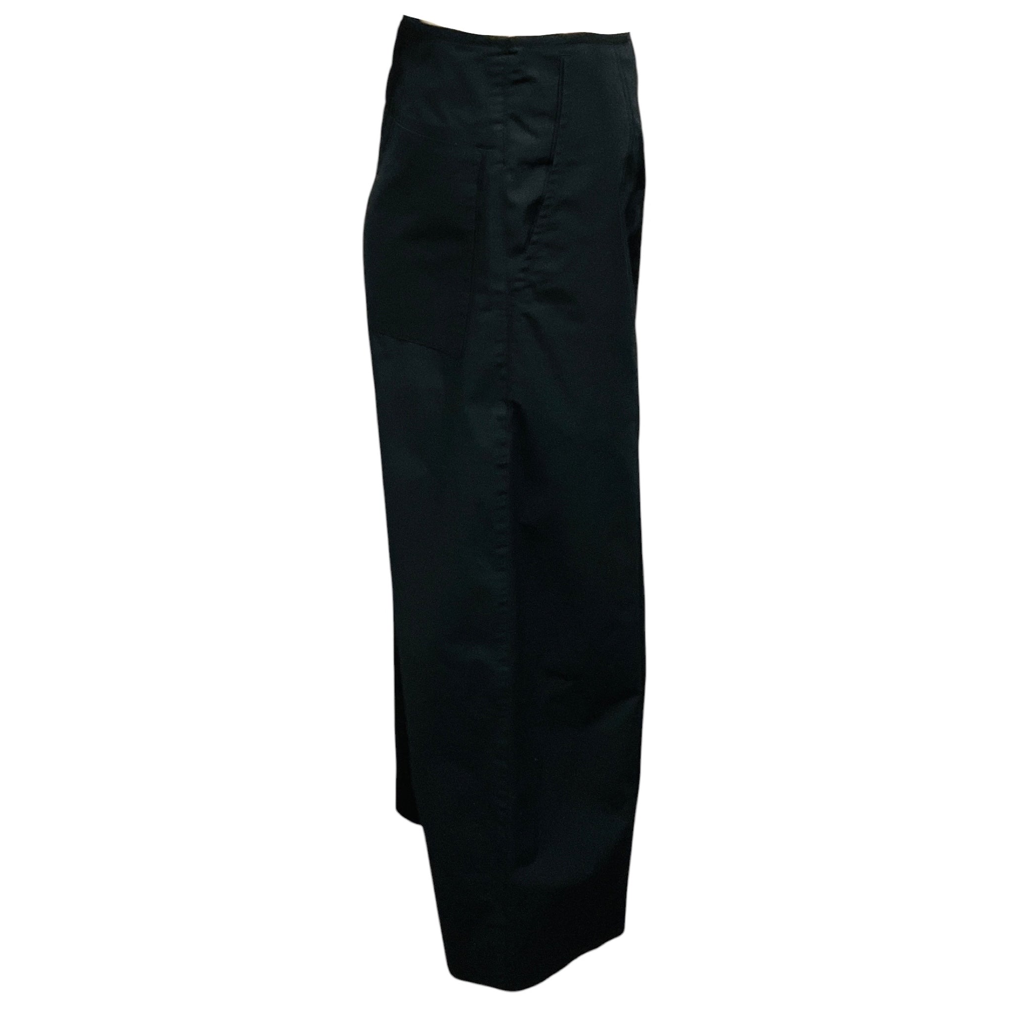 Hermes Black Cotton Pants with Lambskin Leather Belt