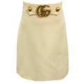 Load image into Gallery viewer, Gucci Ivory / Antiqued Gold GG Buckle A-Line Skirt
