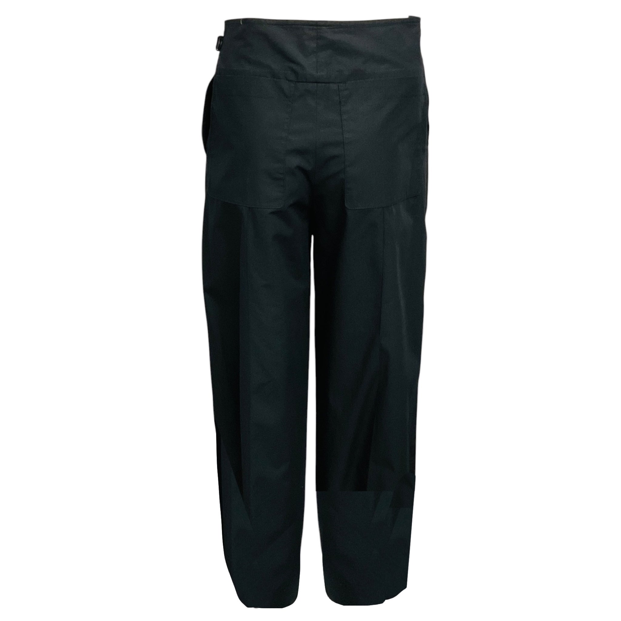 Hermes Black Cotton Pants with Lambskin Leather Belt