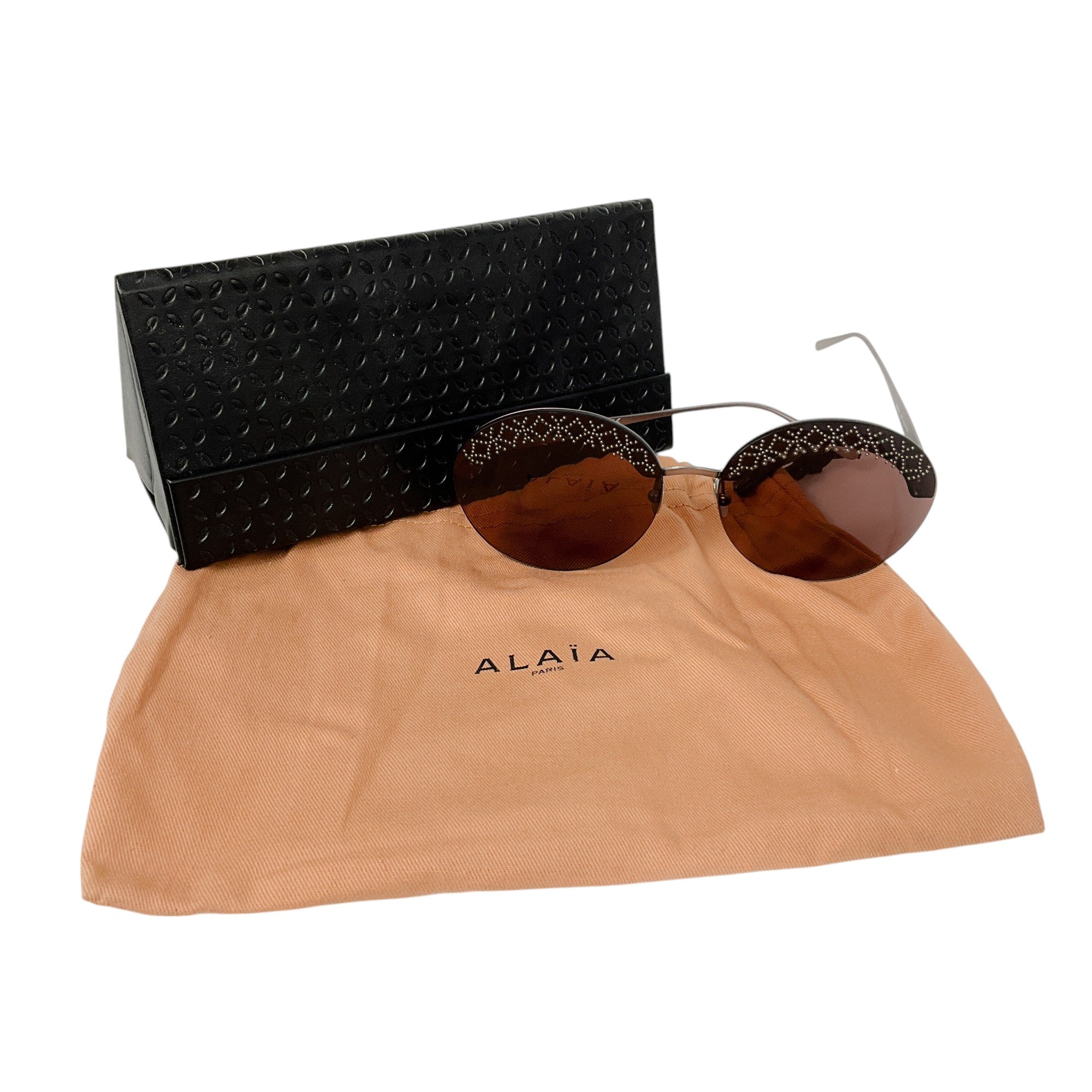 Alaia Brown / Ruthenium Rimless Round Sunglasses