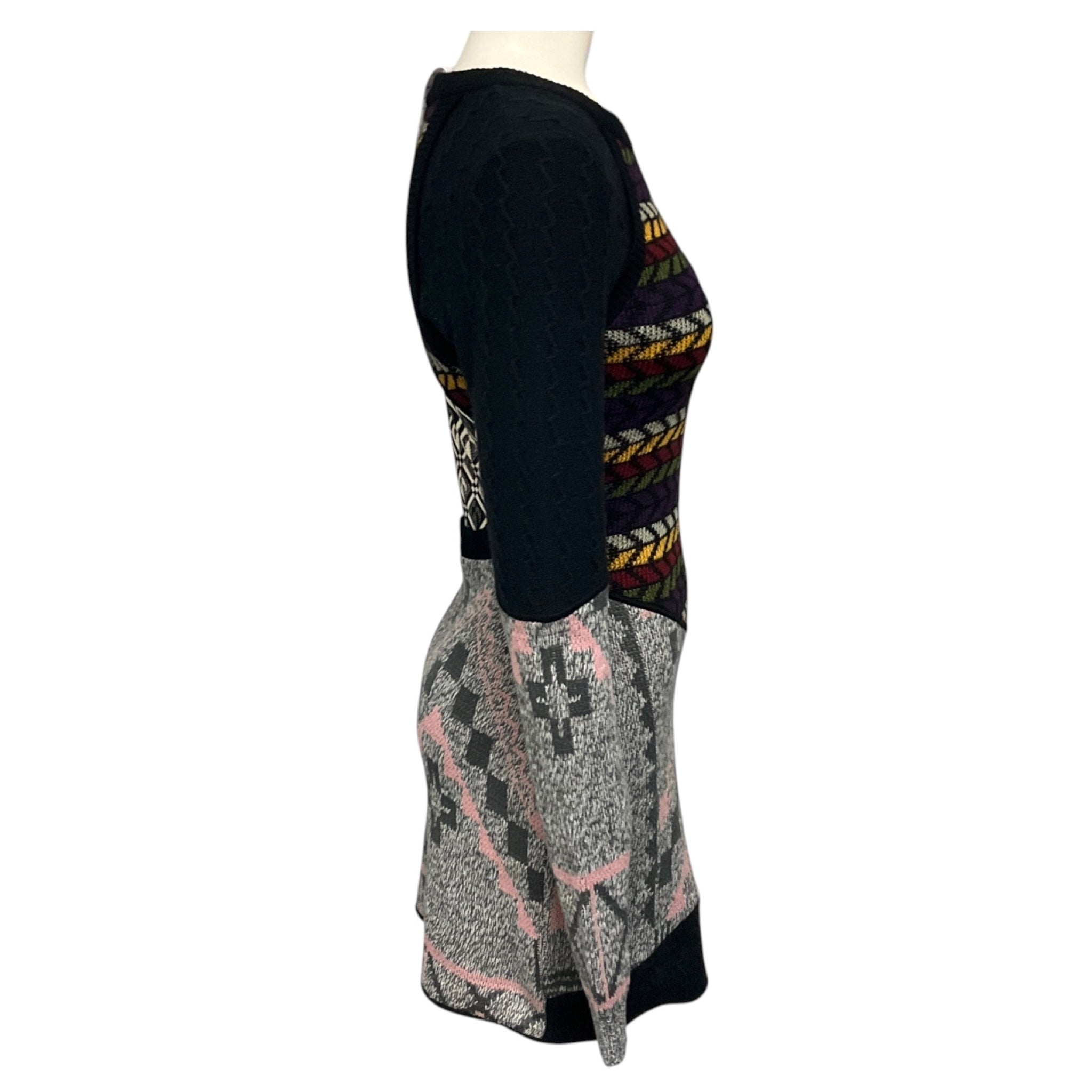 Marine Serre Black Multi Crazy Pullover Sweater Dress