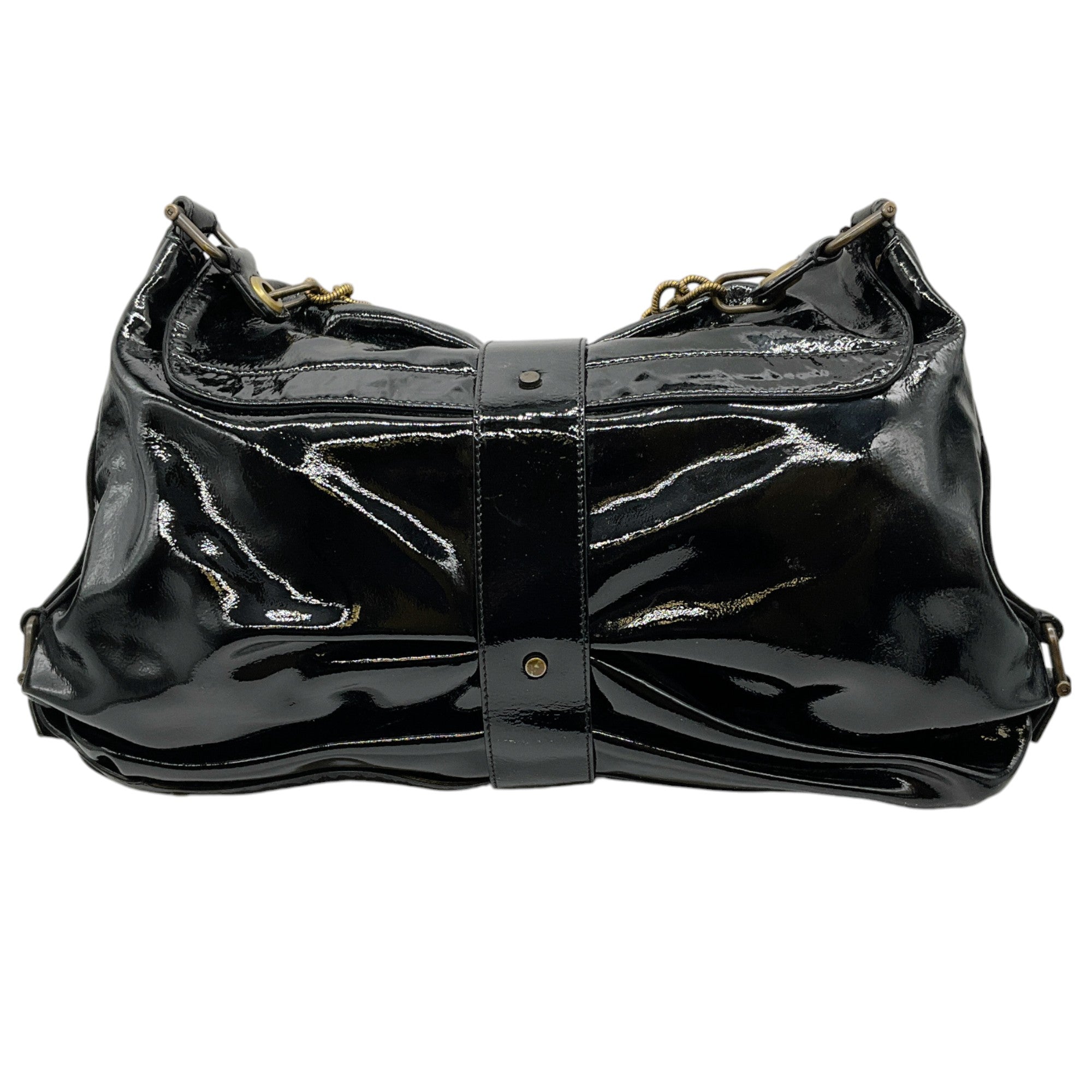 Lanvin Black Patent Leather Sac Pise Shoulder Bag