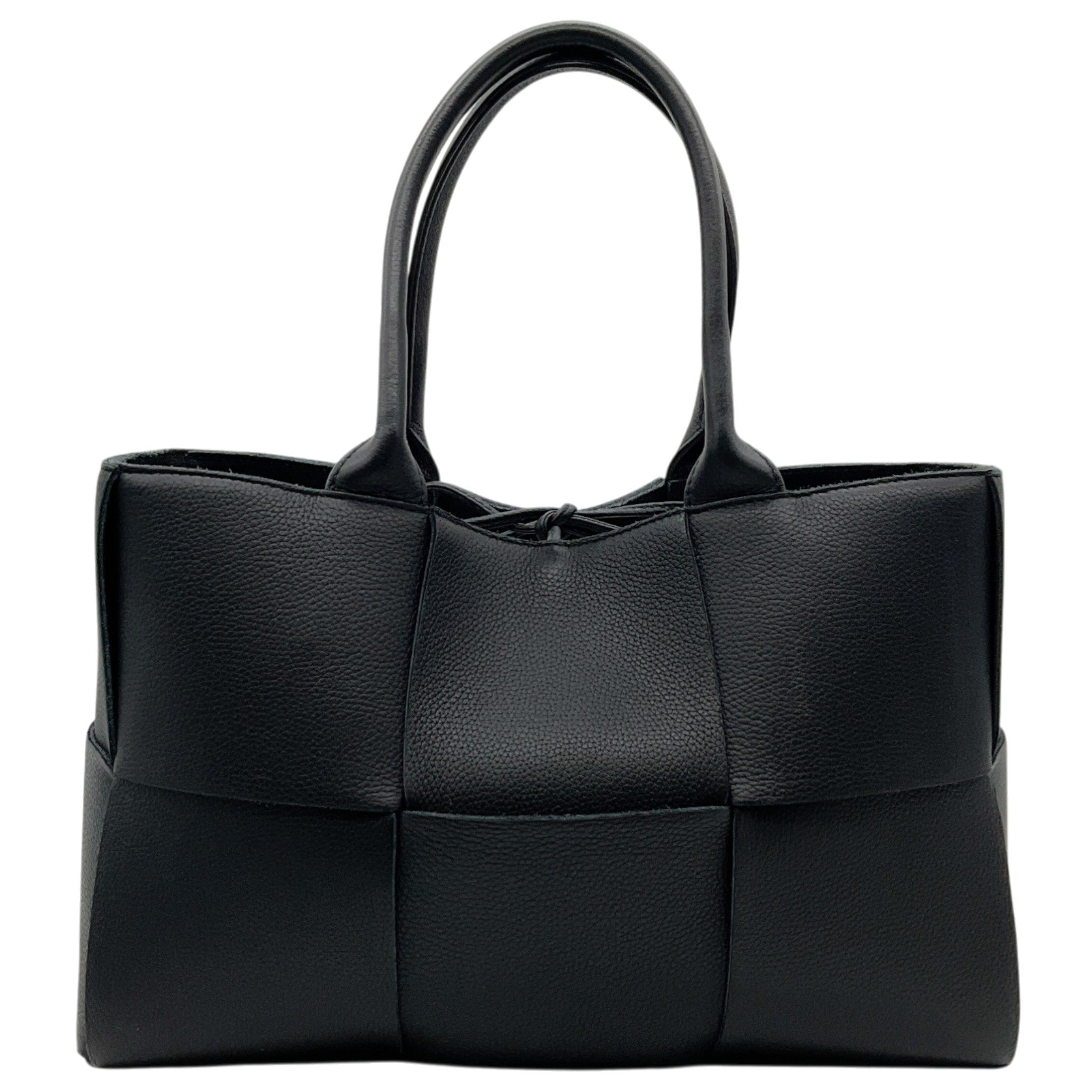 Bottega Veneta Black Maxi Intreccio Leather Small Arco Tote
