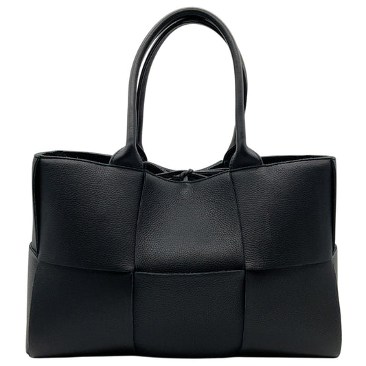 Bottega Veneta Black Maxi Intreccio Leather Small Arco Tote
