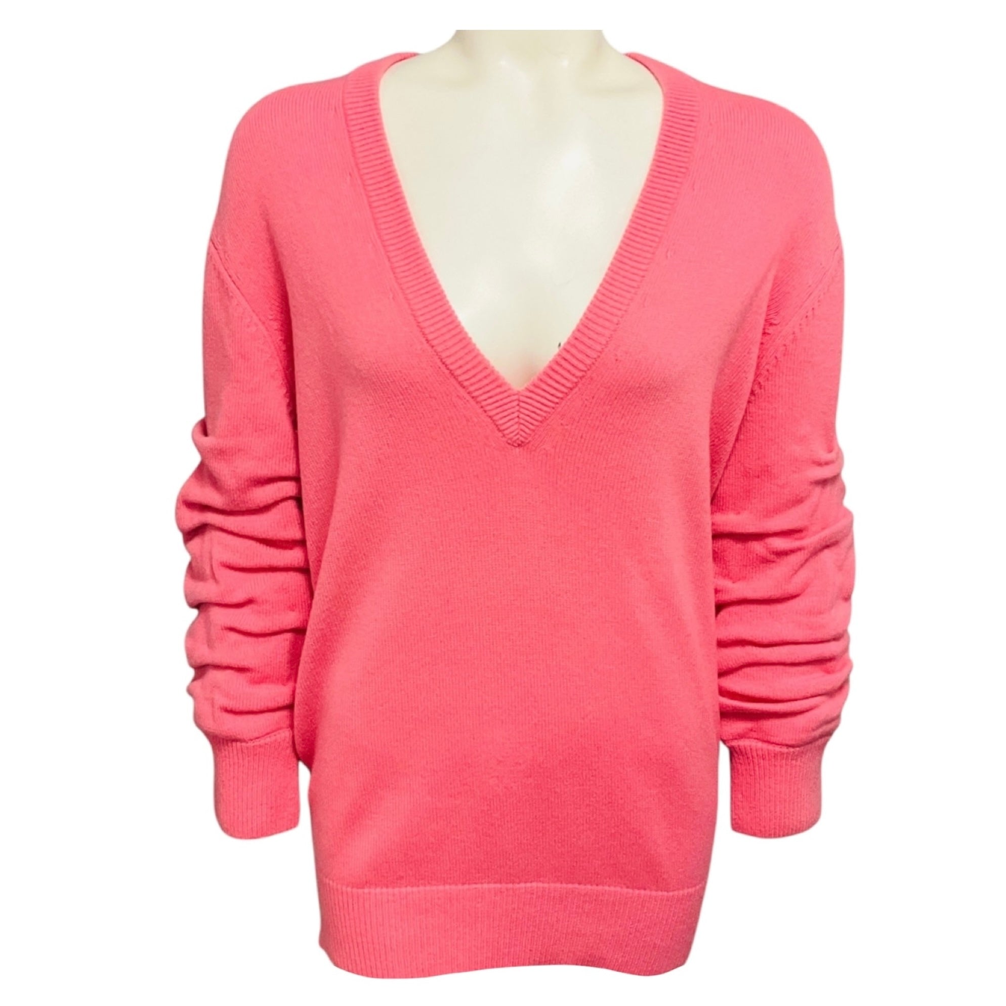 Michael Kors Collection Geranium Pink Cashmere Crushed Sleeve Sweater