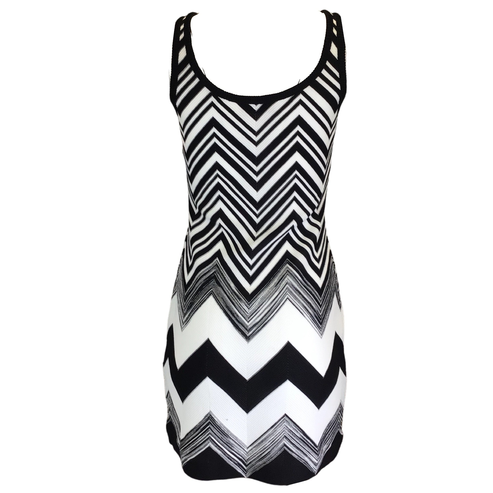 Missoni Black / White 2022 Sleeveless Zigzag Knit Mini Dress