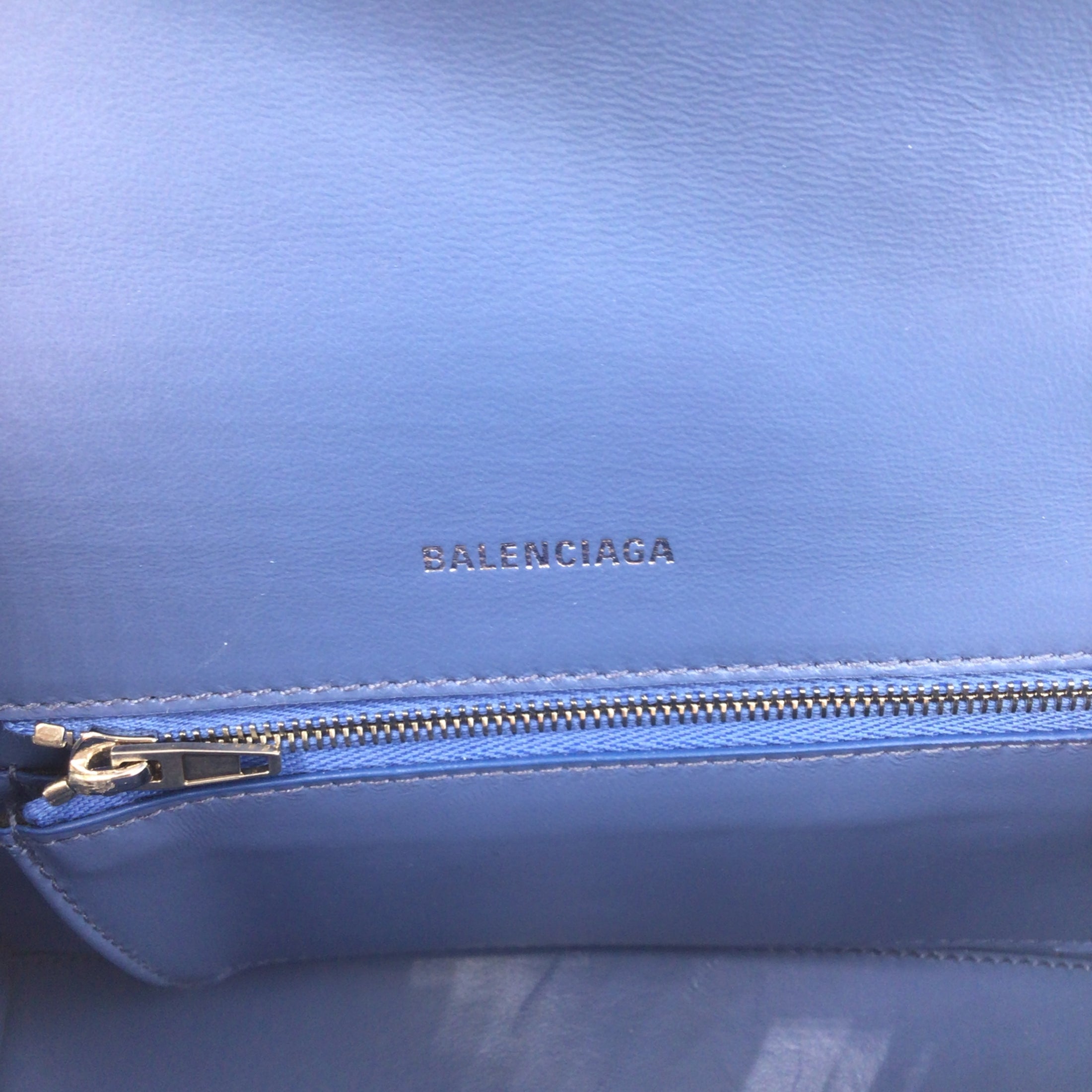 Balenciaga Blue BB Monogram Denim Small Hourglass Handbag