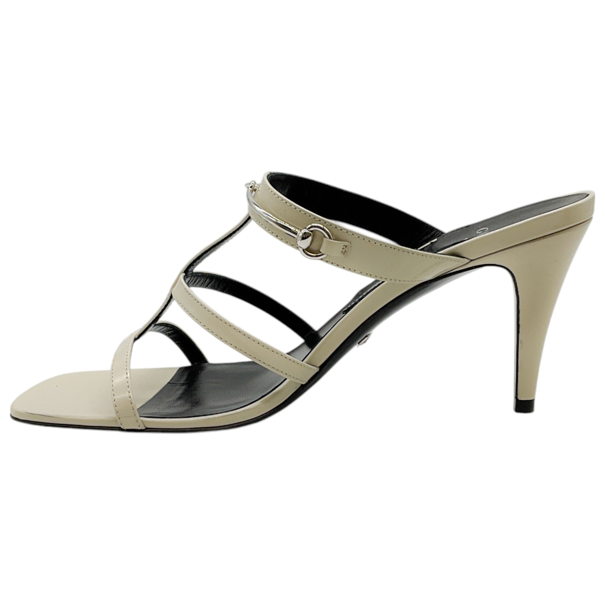 Gucci Bone Patent Leather Cage Sandals with Horsebit