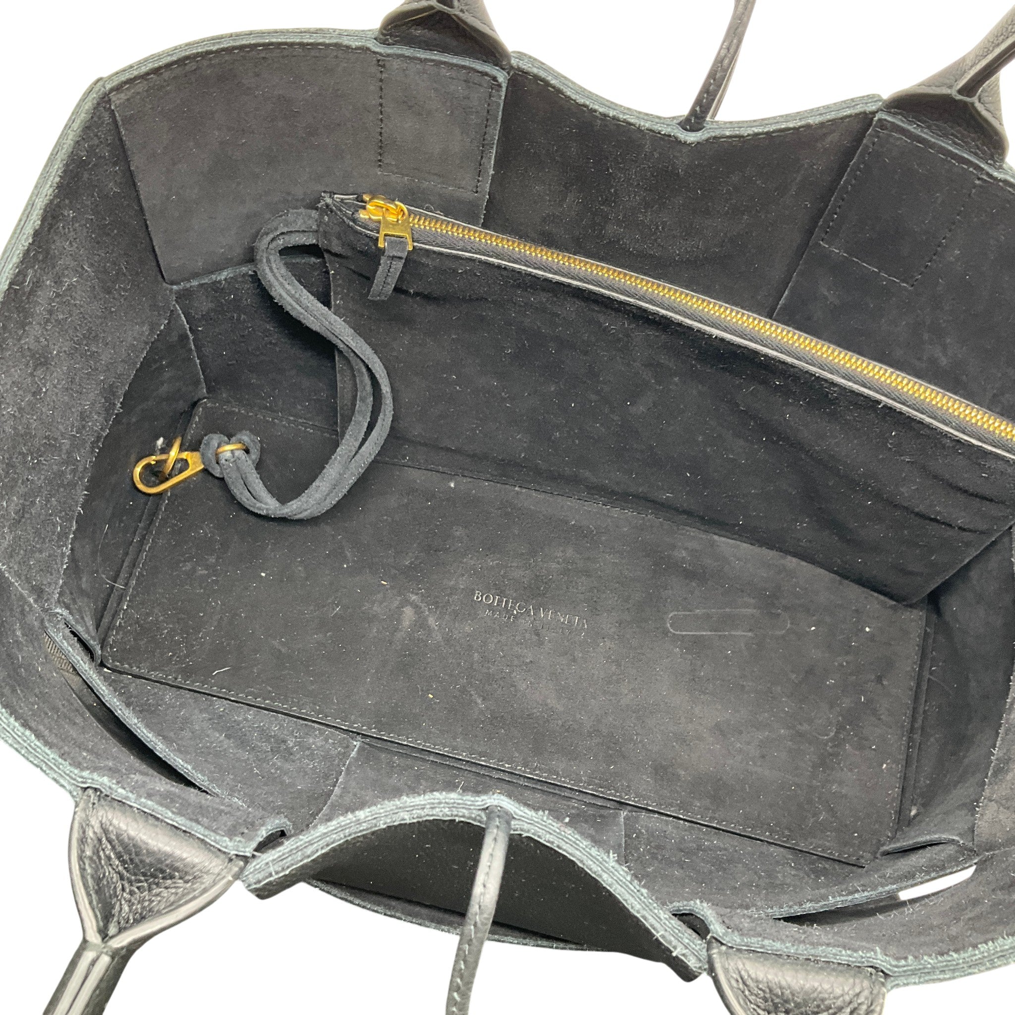 Bottega Veneta Black Maxi Intreccio Leather Small Arco Tote