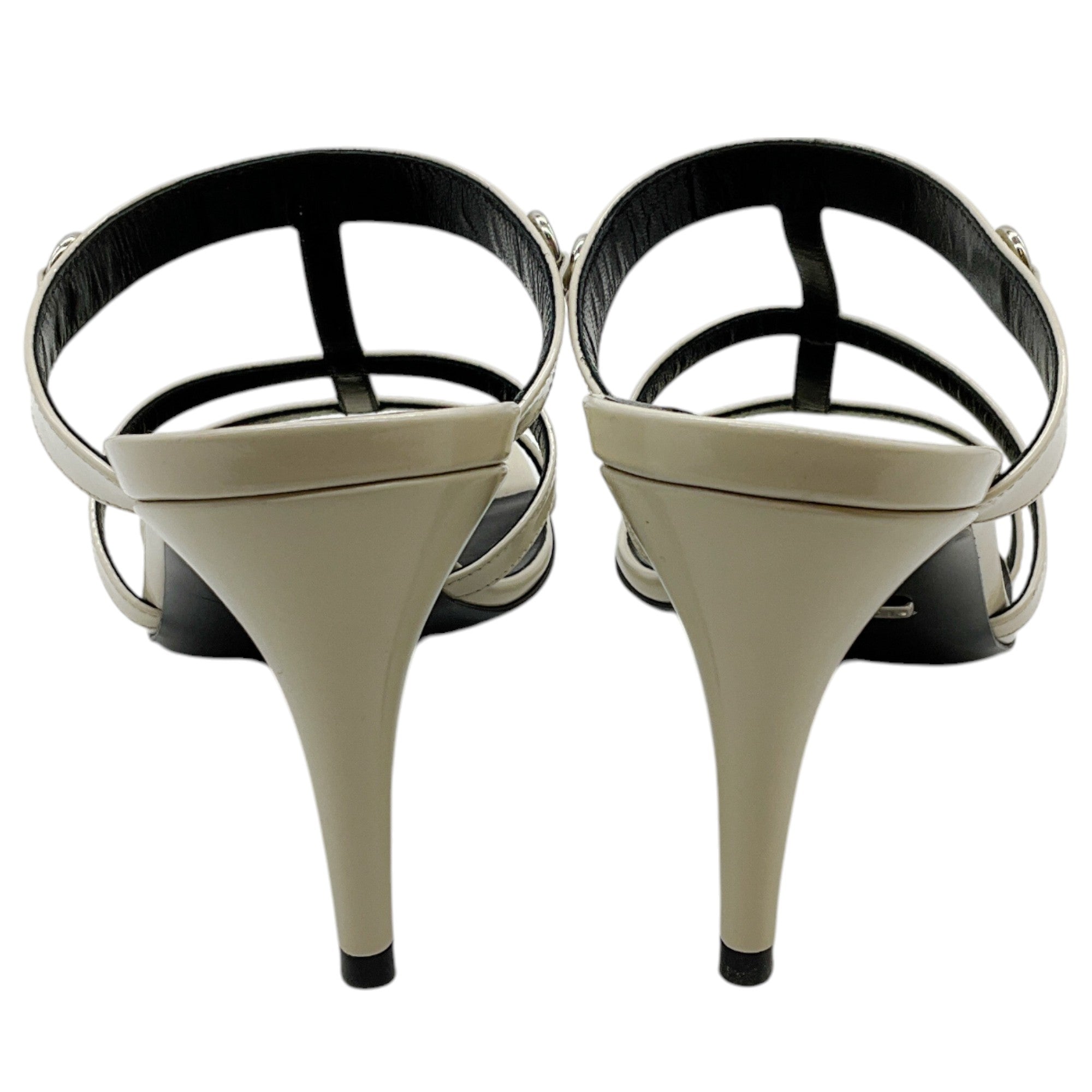 Gucci Bone Patent Leather Cage Sandals with Horsebit