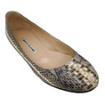 Load image into Gallery viewer, Manolo Blahnik Beige / Grey Snakeskin Leather Flats
