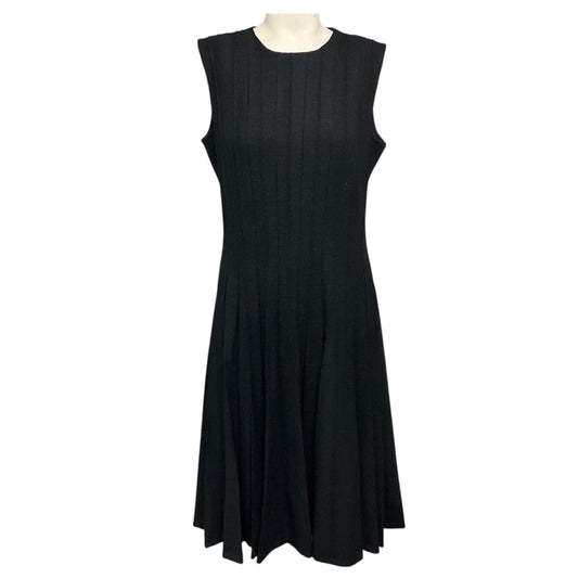 Oscar de la Renta Grey Sleeveless Pleated Fit and Flare Dress