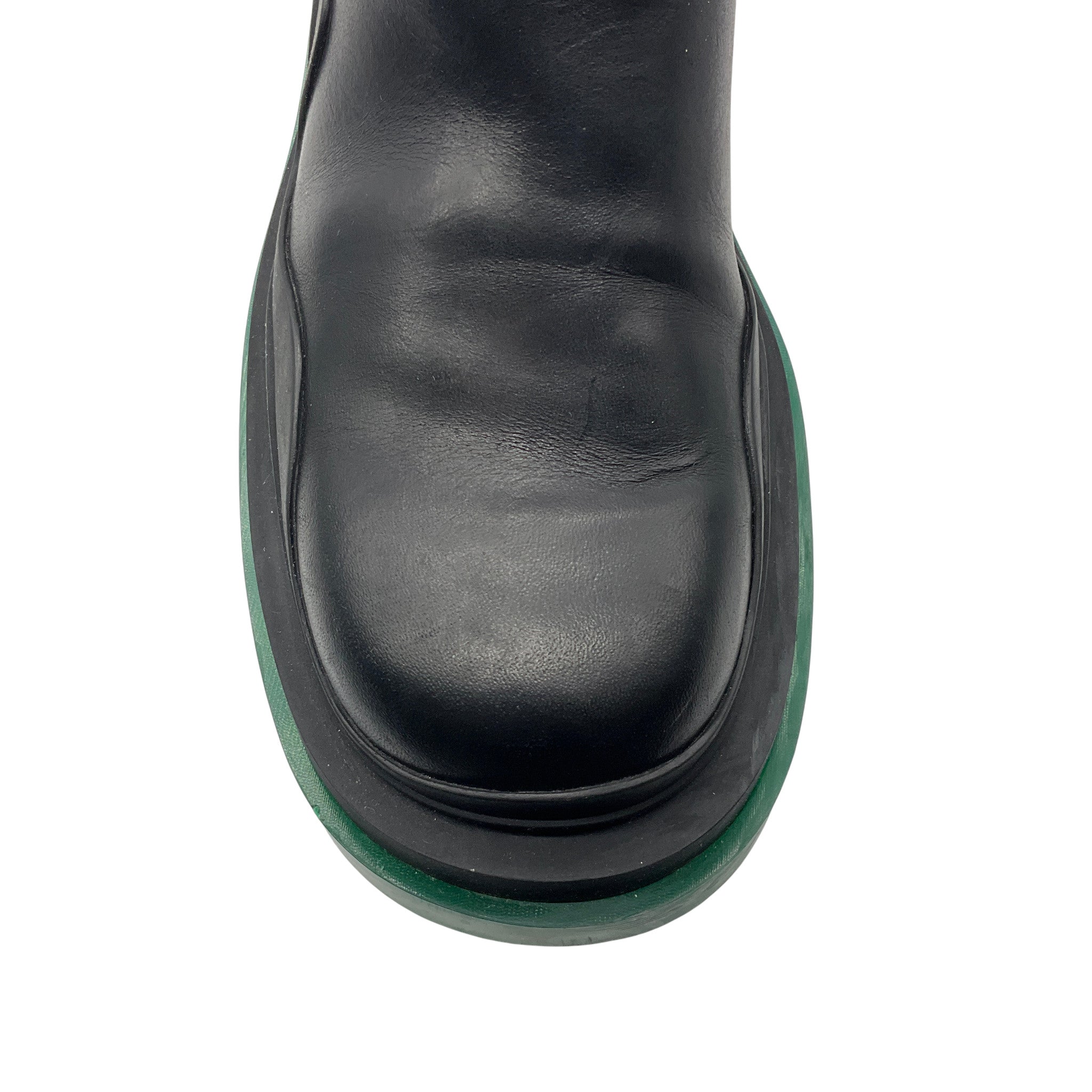 Bottega Veneta Men's Black / Green Leather Tire Chunky Sole Ankle Chelsea Boot