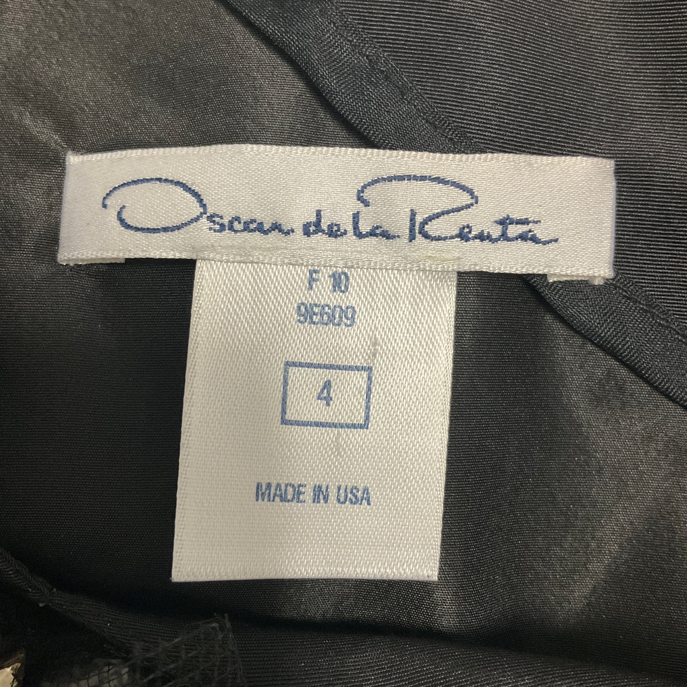 Oscar de la Renta Black Multi Embellished Silk Taffeta Cocktail Dress