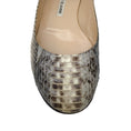 Load image into Gallery viewer, Manolo Blahnik Beige / Grey Snakeskin Leather Flats
