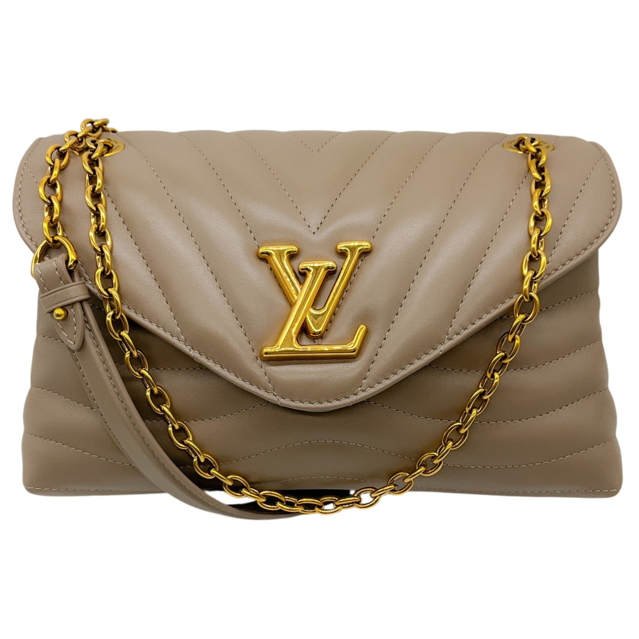 Louis Vuitton Taupe Calfskin New Wave Chain GM Shoulder Bag
