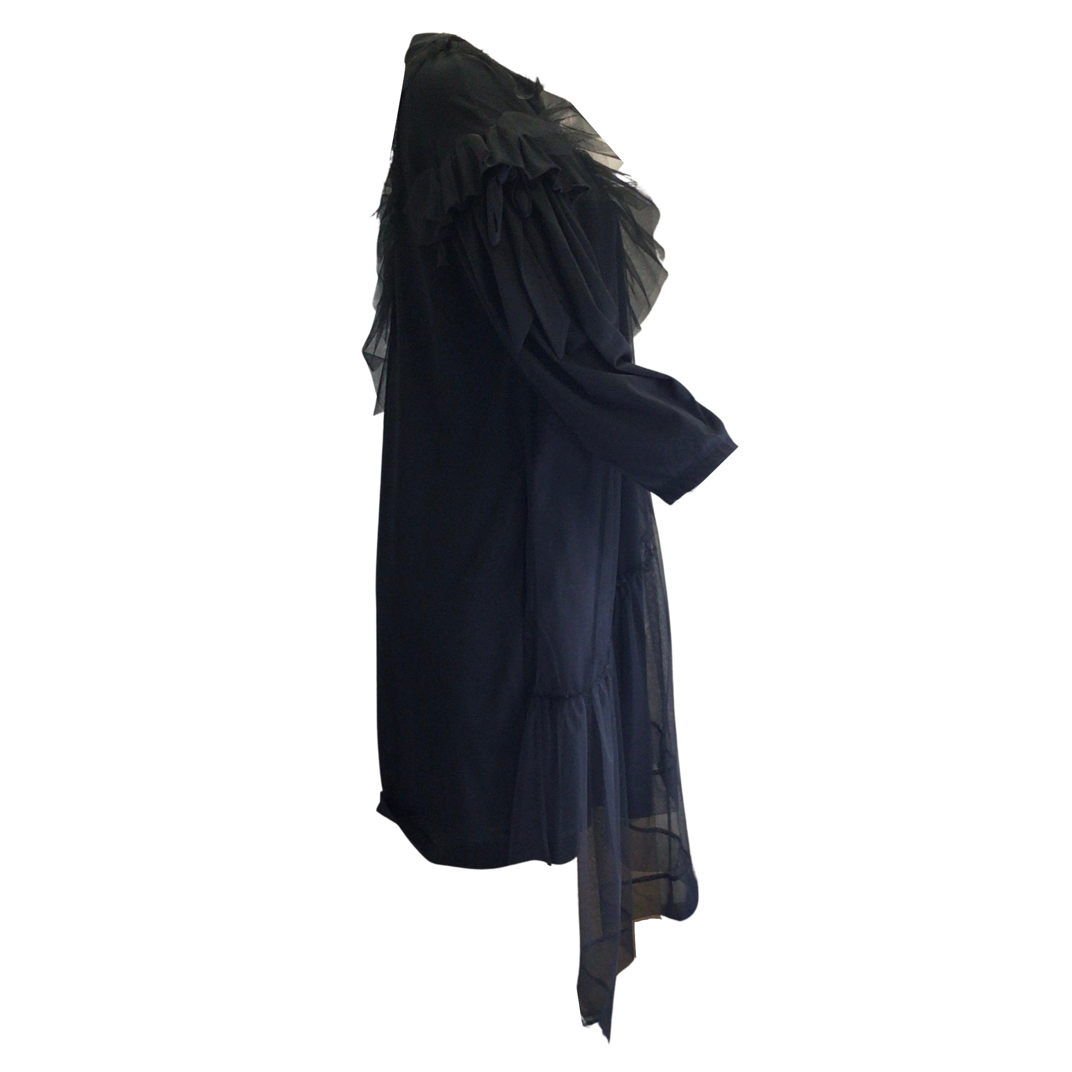 Simone Rocha Black Ruffled Tulle Detail Cotton Dress