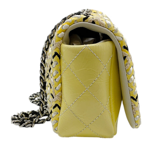 Chanel Yellow / Black  Embroidered Flap Bag