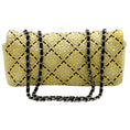 Load image into Gallery viewer, Chanel Yellow / Black  Embroidered Flap Bag
