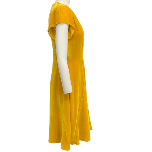 Altuzarra Gold Velvet Camilla Cap Sleeve Dress