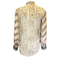 Load image into Gallery viewer, Christian Dior Beige Multi Printed Tie-Neck Sheer Silk Blouse
