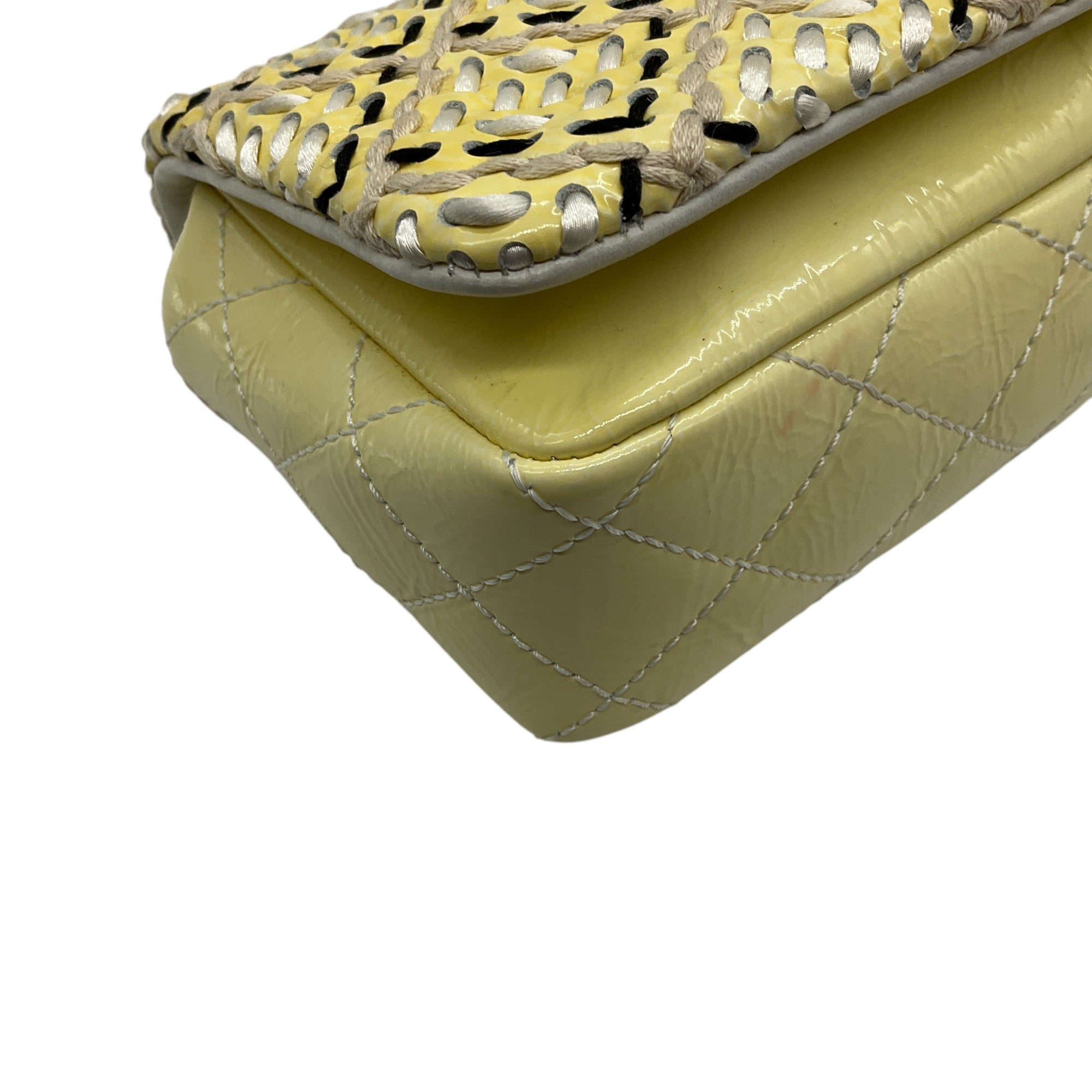 Chanel Yellow / Black  Embroidered Flap Bag