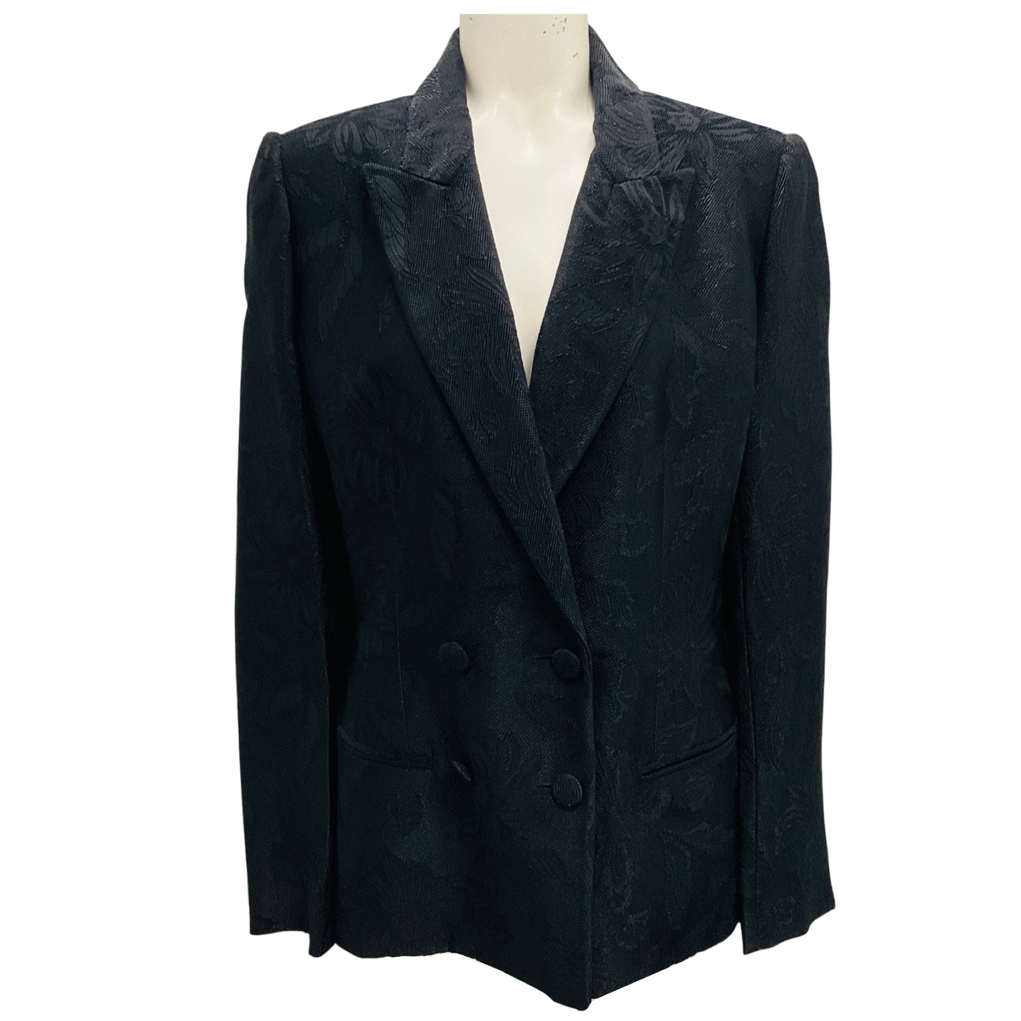 Lanvin Black Textured Floral Jacquard Blazer