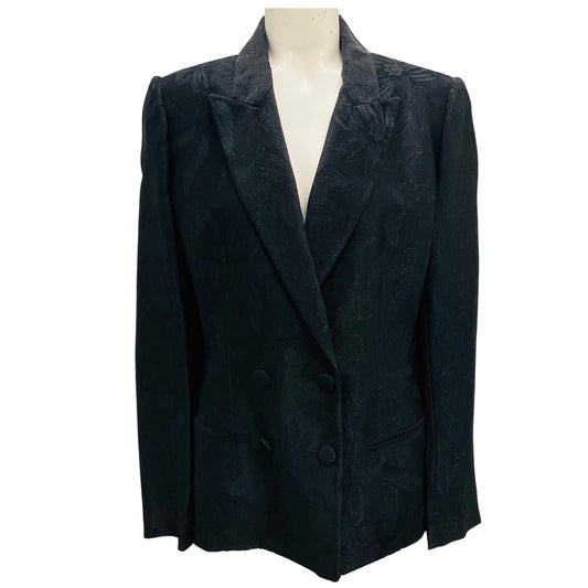 Lanvin Black Textured Floral Jacquard Blazer