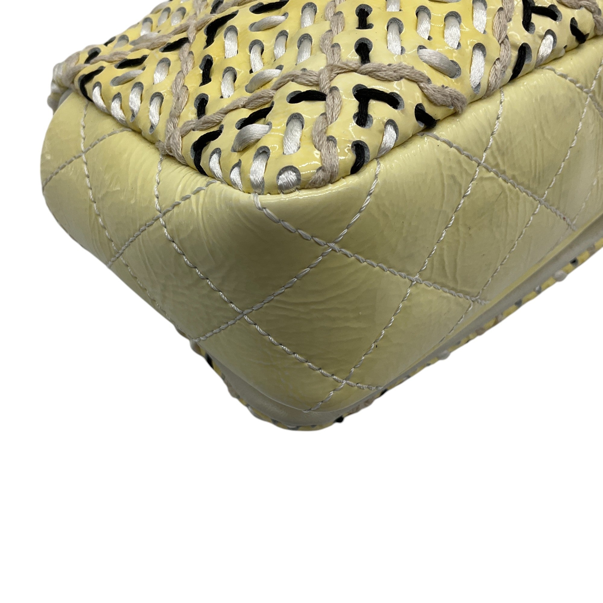 Chanel Yellow / Black  Embroidered Flap Bag