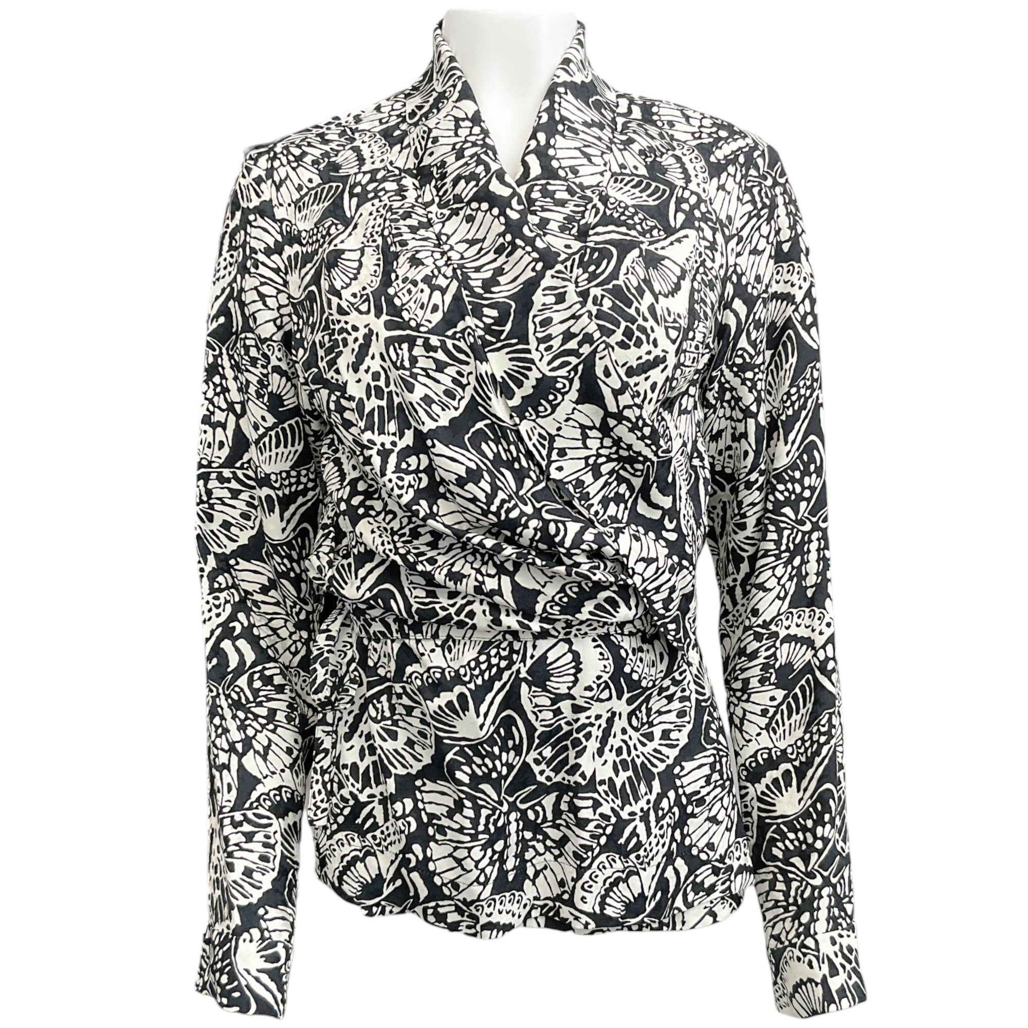 Dries van Noten Black / White Cherry Wrap Blouse