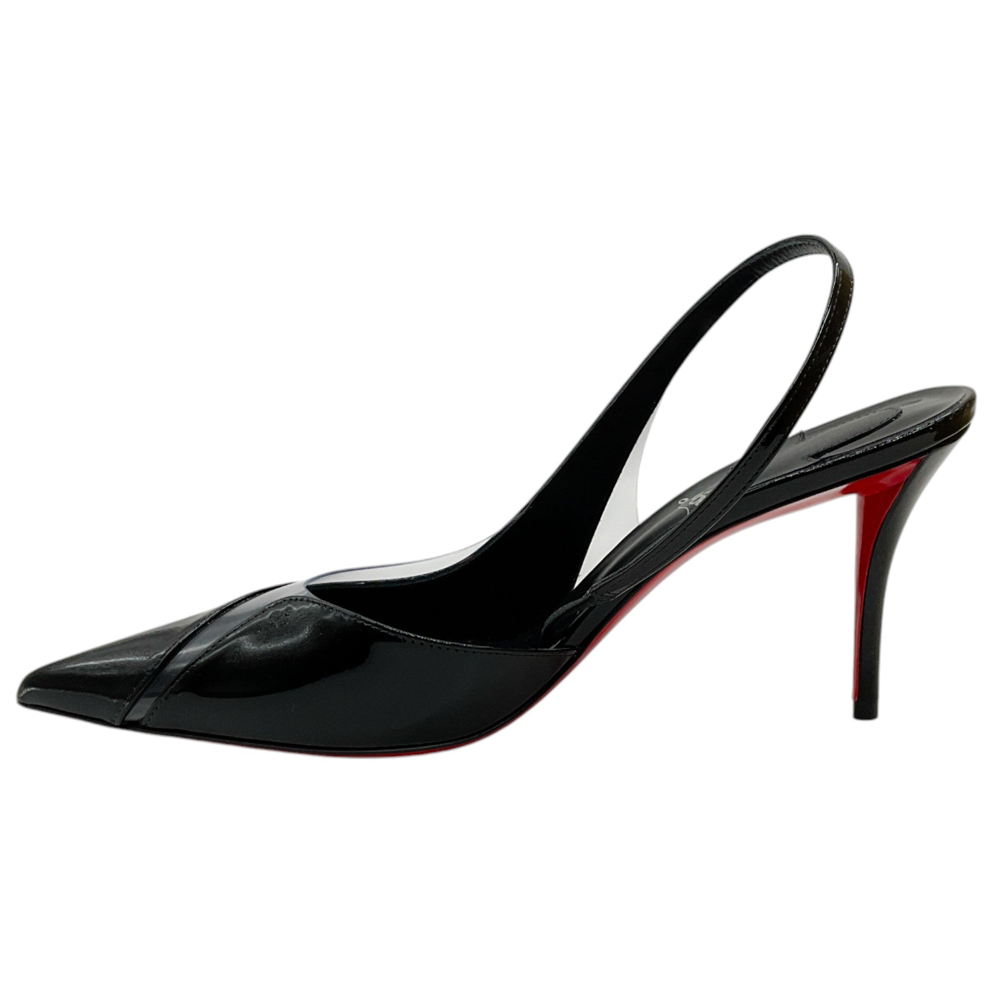 Christian Louboutin Black Patent Leather Posticha 80 Slingback Pumps