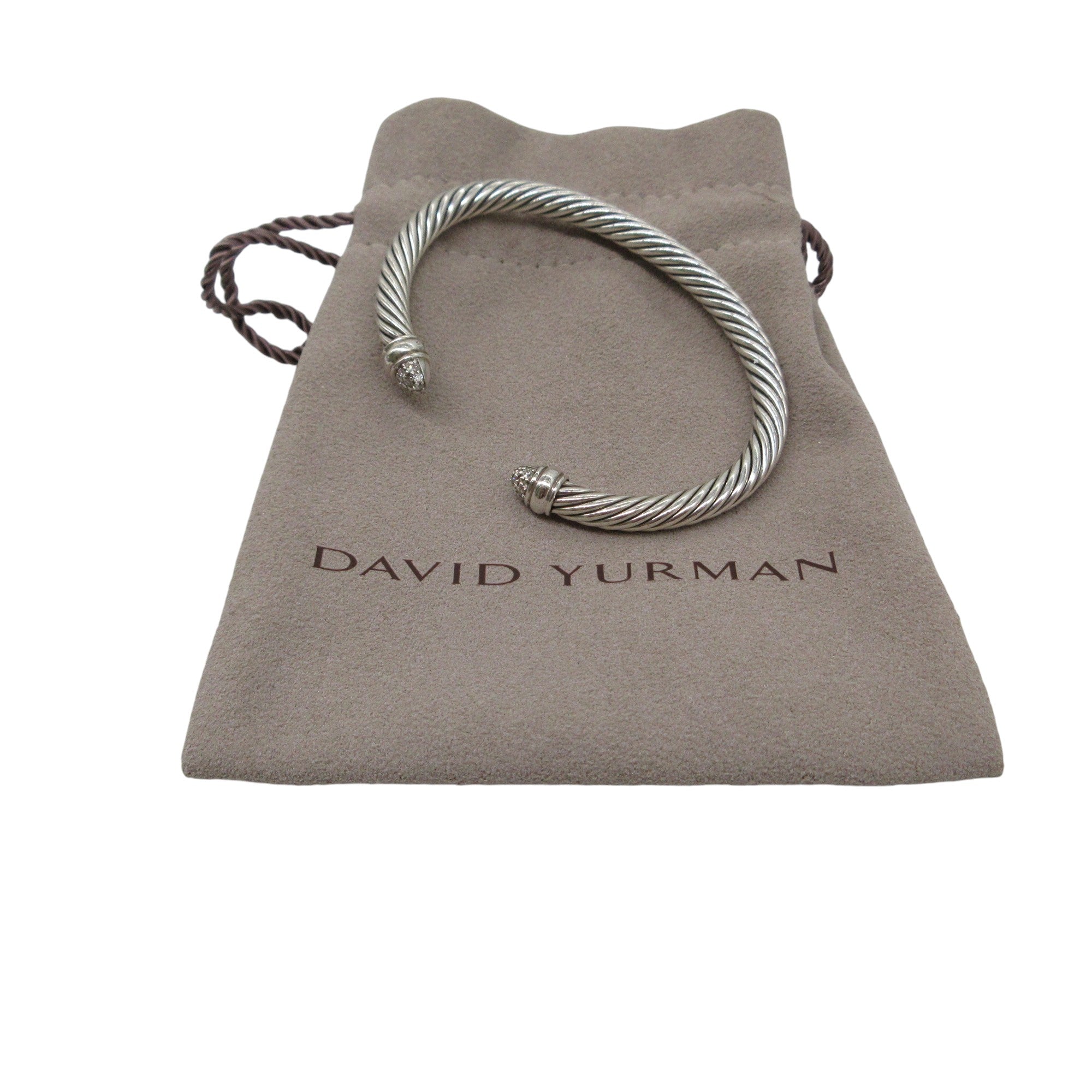 David Yurman Sterling Silver and Diamond 5mm Cable Bracelet