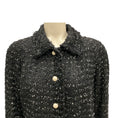 Load image into Gallery viewer, Edward Achour Black / White Pearl Buttoned Mid Length Tweed Coat
