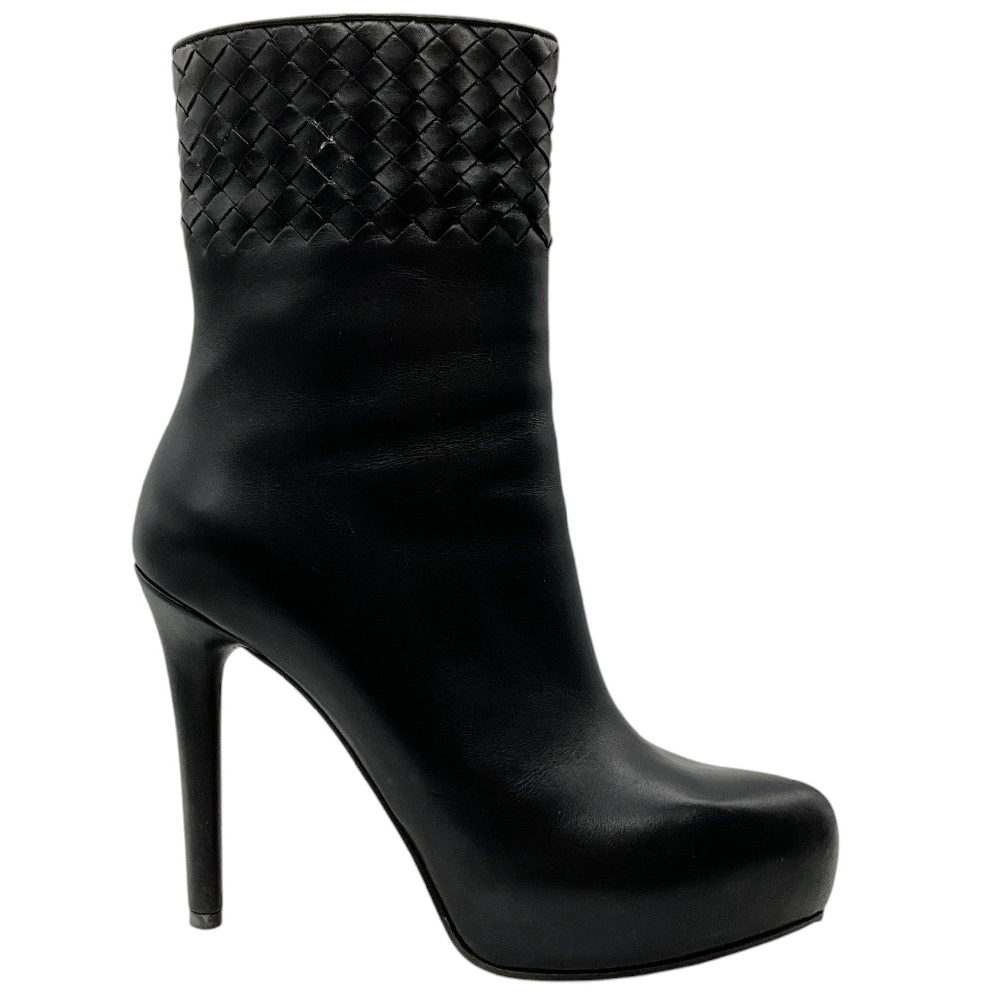 Bottega Veneta Black Leather New VIP Intrecciato Platform Booties