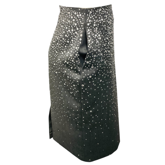Alex Perry Slate Grey Crystal Suiting Pencil Skirt