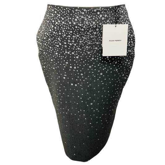 Alex Perry Slate Grey Crystal Suiting Pencil Skirt