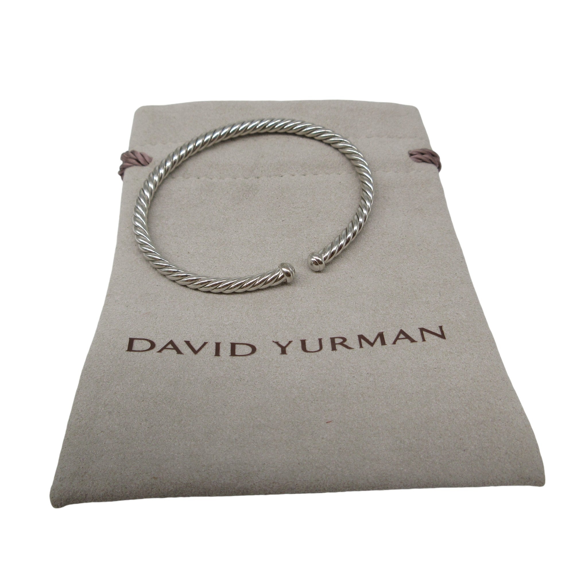 David Yurman 18K White Gold 4mm Cable Flex Bracelet