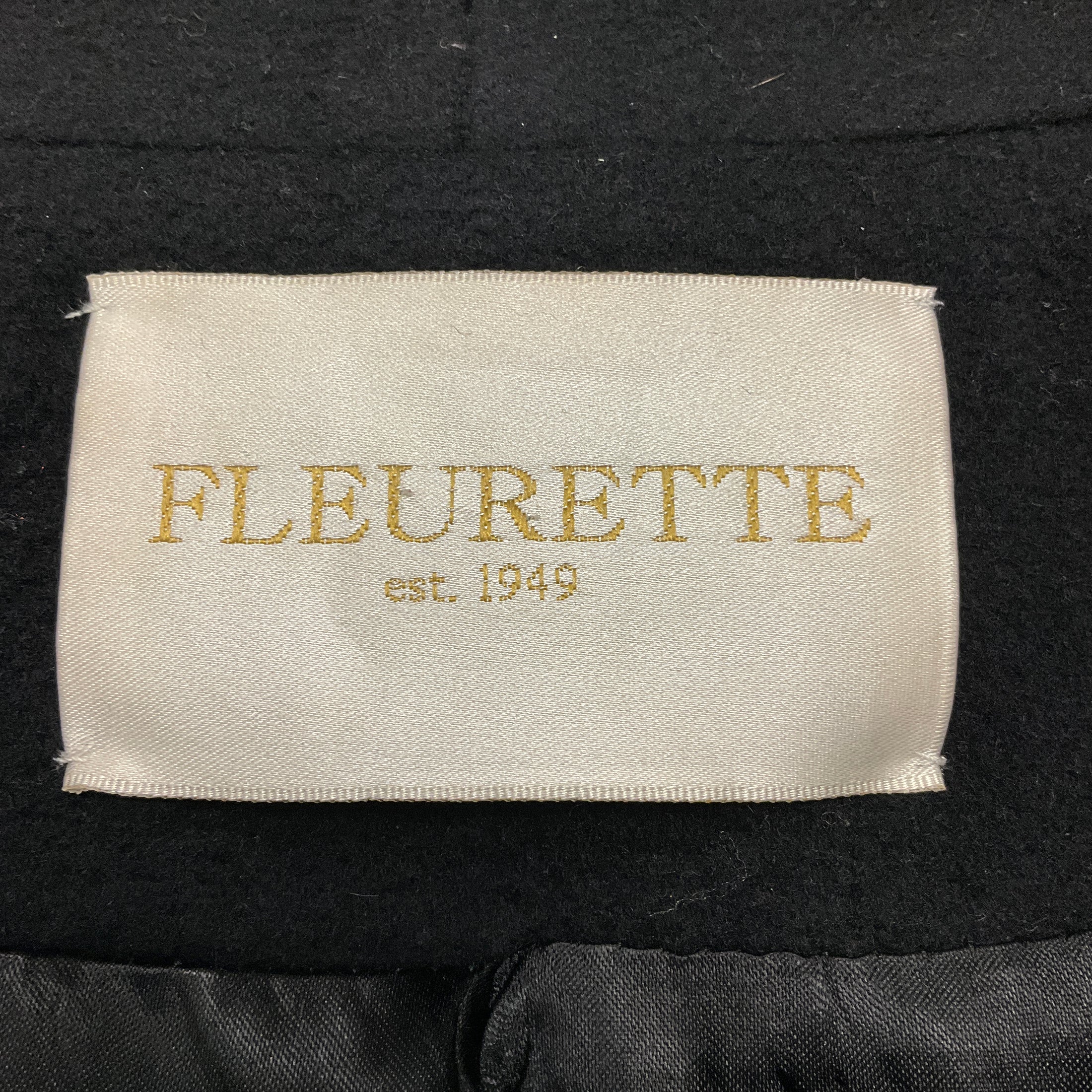 Fleurette Black Button Front Mid Length Wool Coat