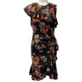 Load image into Gallery viewer, Ulla Johnson Black Multi Floral Candace Asymmetric Ruffled Dress

