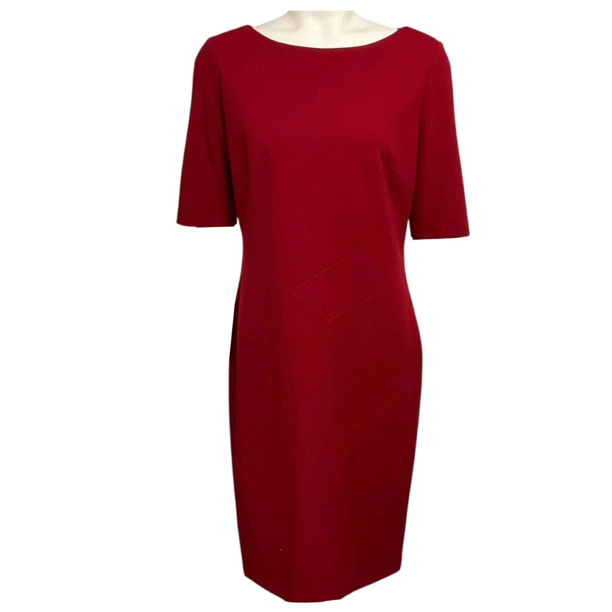 Lafayette 148 New York Ruby Red Viscose Stretch Midi Dress