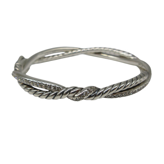 David Yurman Diamond Studded Sterling Silver Hinged Bracelet