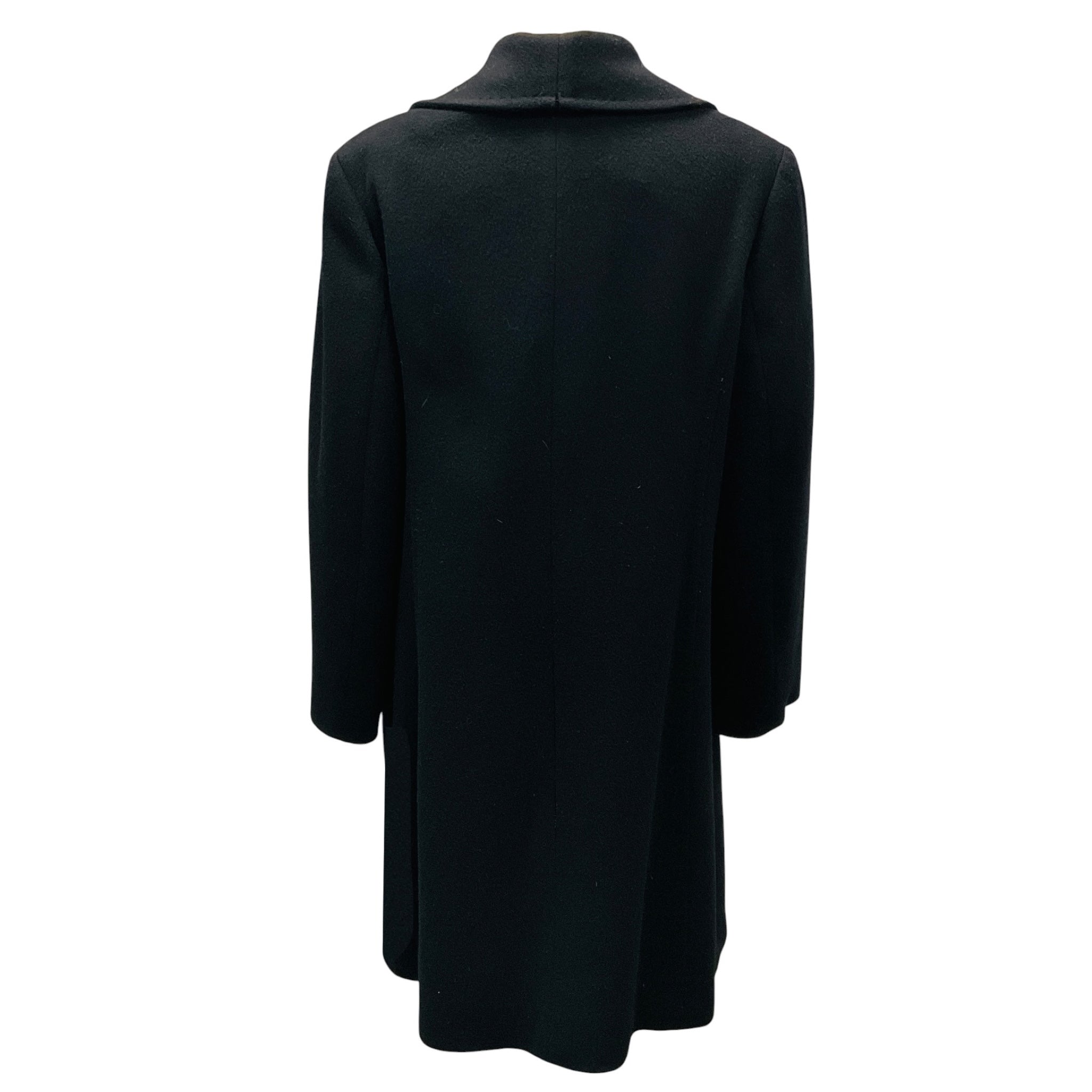 Fleurette Black Button Front Mid Length Wool Coat