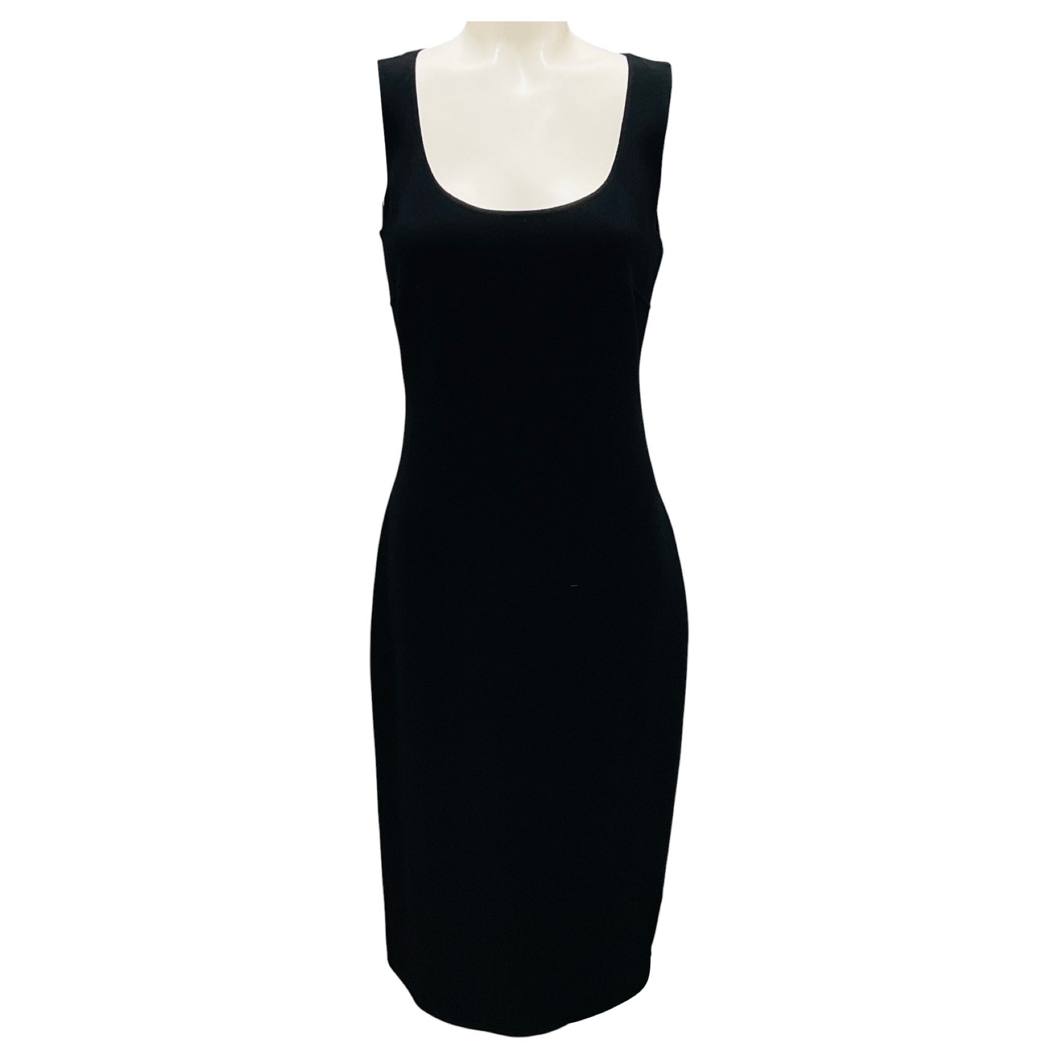 Celine Vintage Black Sleeveless Sheath Midi Dress