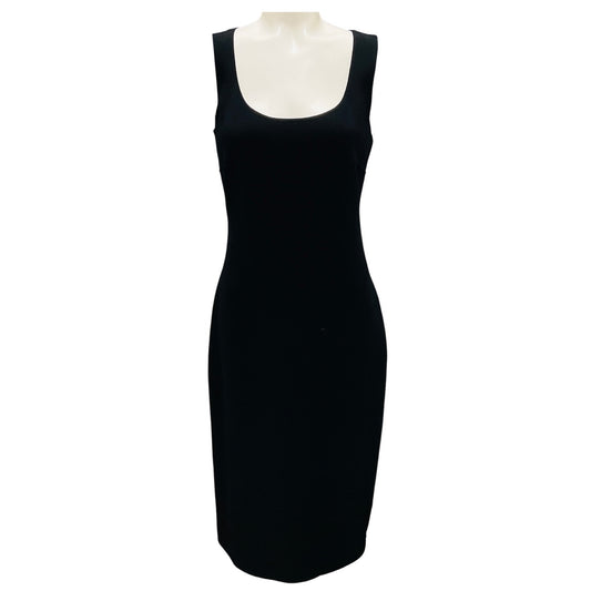 Celine Vintage Black Sleeveless Sheath Midi Dress