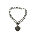 Load image into Gallery viewer, David Yurman Diamond Studded Heart Charm Sterling Silver Bracelet
