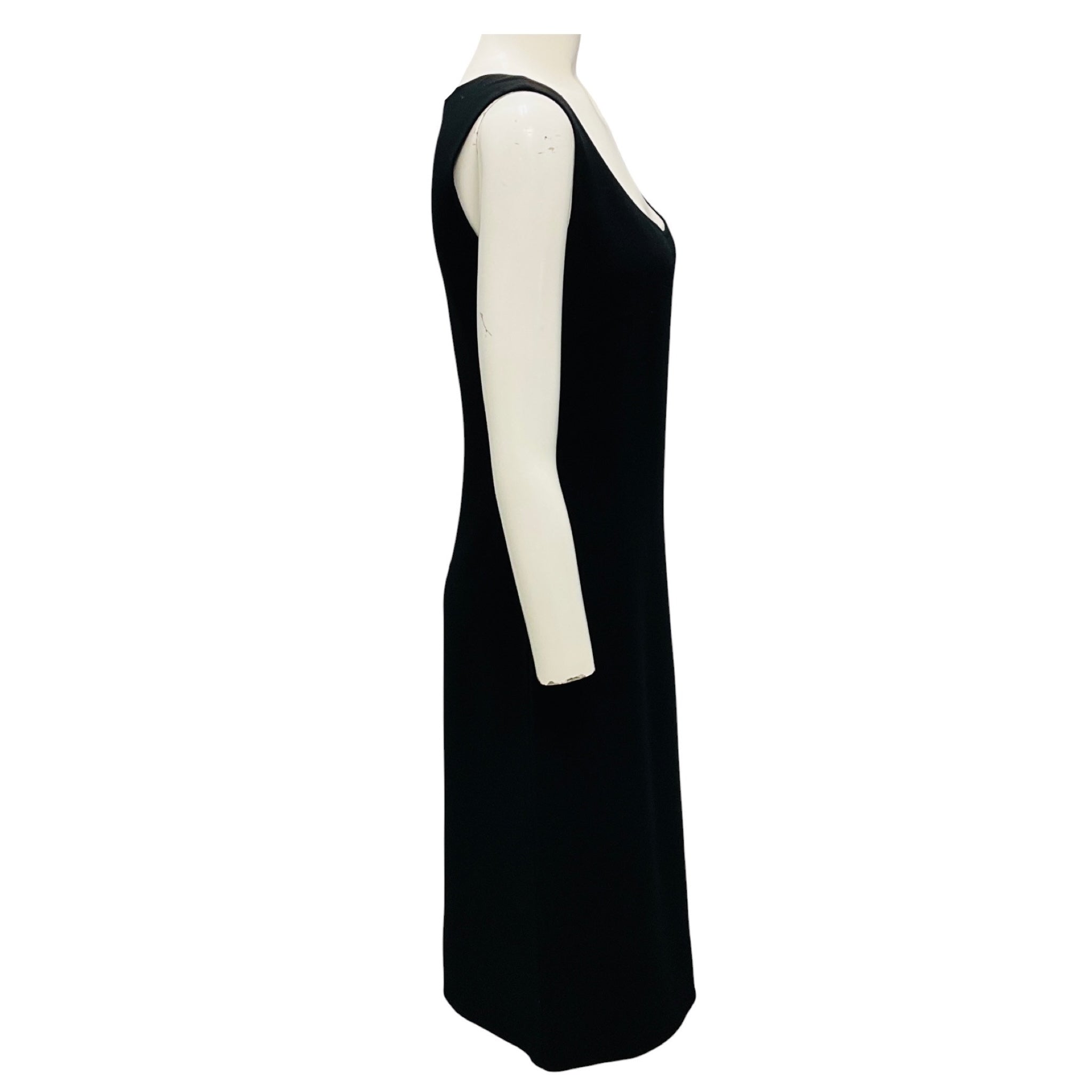 Celine Vintage Black Sleeveless Sheath Midi Dress